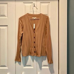 NWT Madewell Ribbed Cardigan Tan Sweater XS